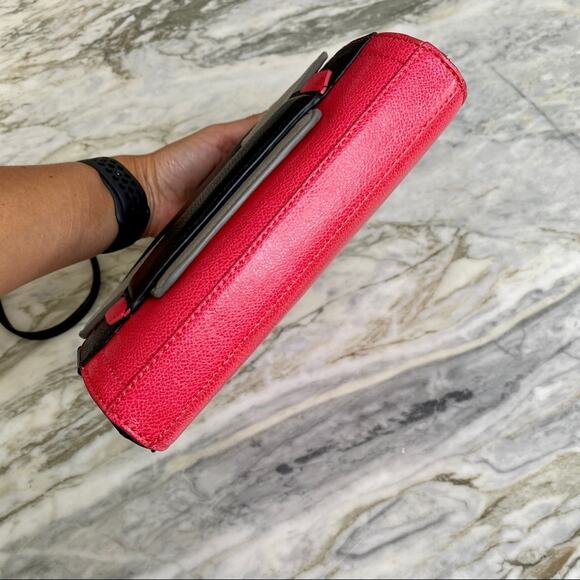 Vince Camuto "Geri" Leather Colorblock Crossbody Purse in Pink Black Grey - Picture 12 of 13